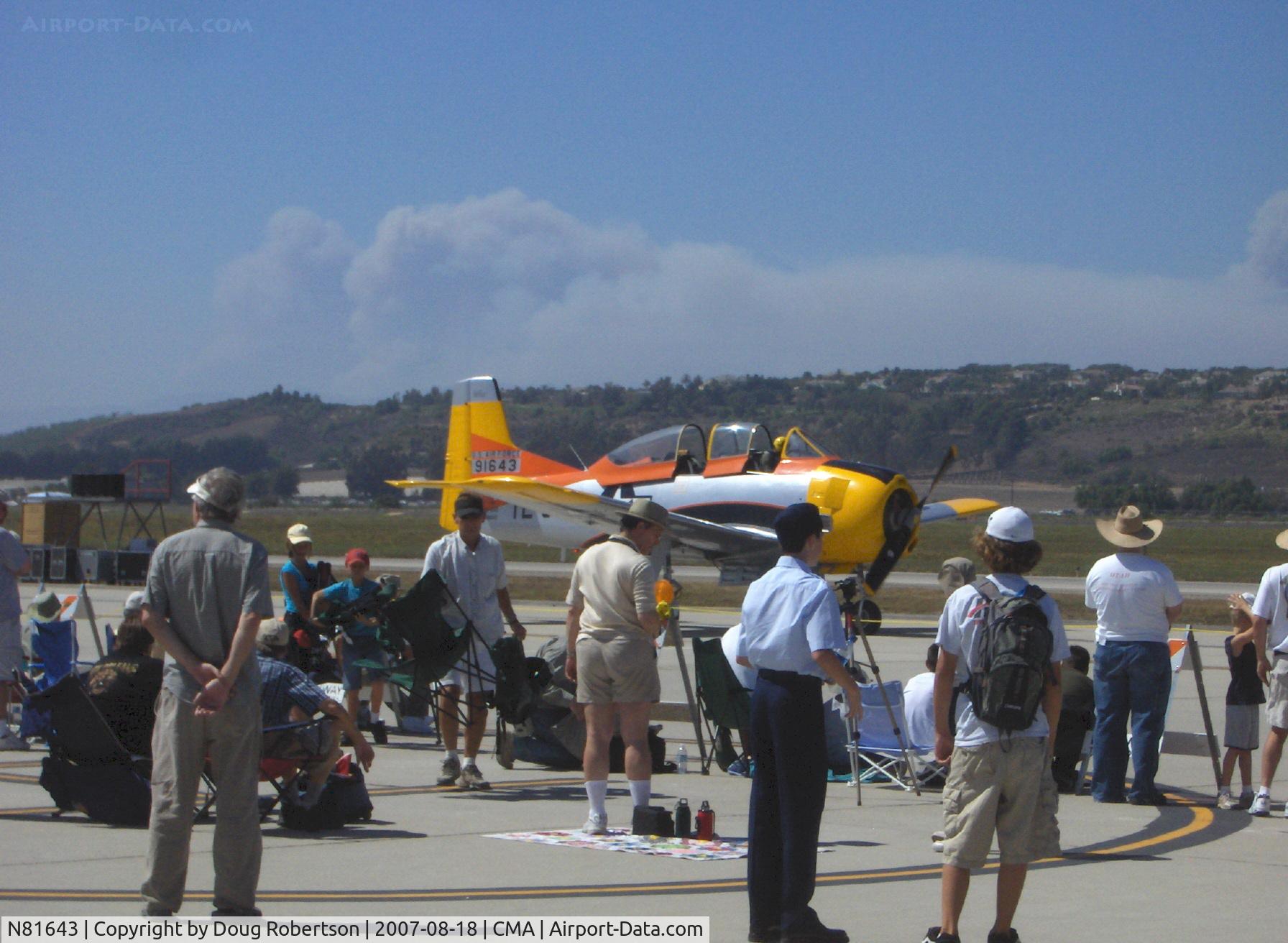 N81643, 1949 North American T-28A Trojan C/N 159-155 (49-1643), North American T-28A TROJAN, Wright R-1300-C7BA 800 Hp, taxi past airshow crowd