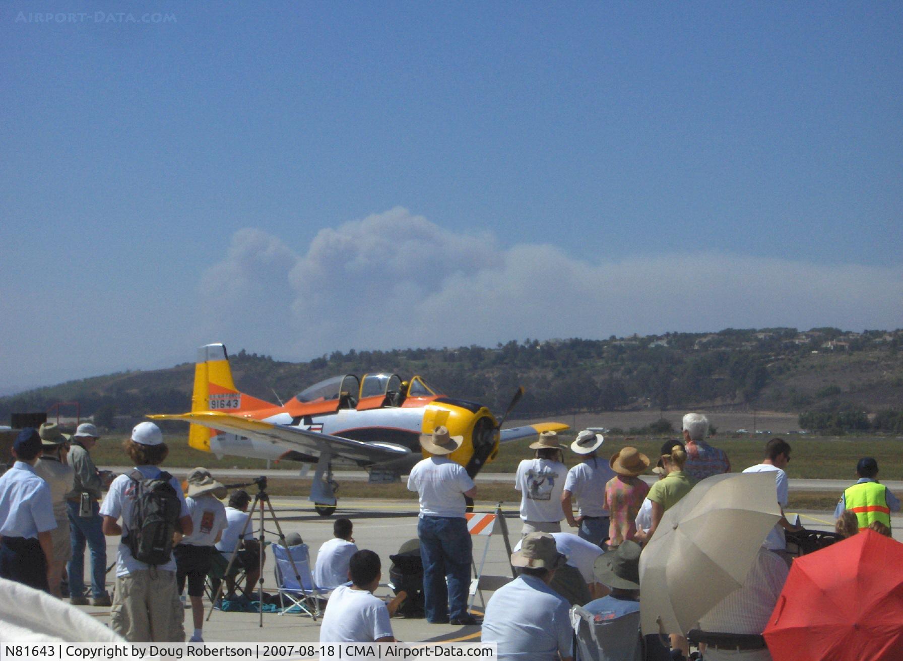 N81643, 1949 North American T-28A Trojan C/N 159-155 (49-1643), North American T-28A TROJAN, Wright R-1300-C7BA 800 Hp, taxi past airshow crowd