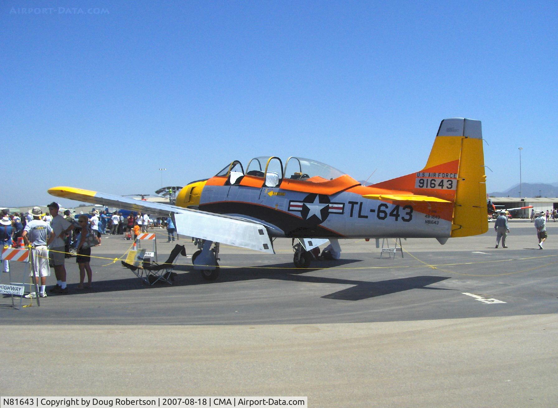 N81643, 1949 North American T-28A Trojan C/N 159-155 (49-1643), North American T-28A TROJAN, Wright R-1300-C7BA 800 Hp
