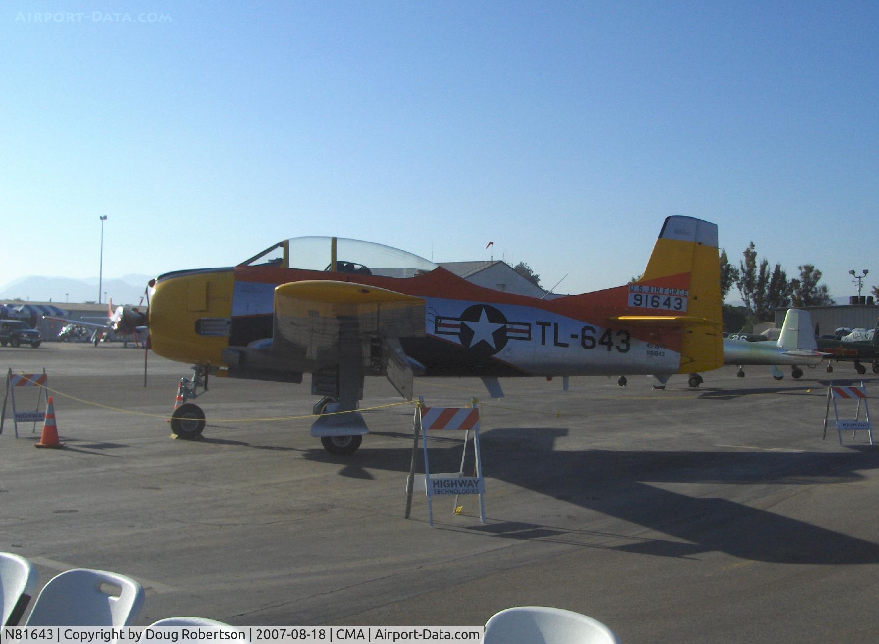 N81643, 1949 North American T-28A Trojan C/N 159-155 (49-1643), North American T-28A TROJAN, Wright R-1300-C7BA 800 Hp