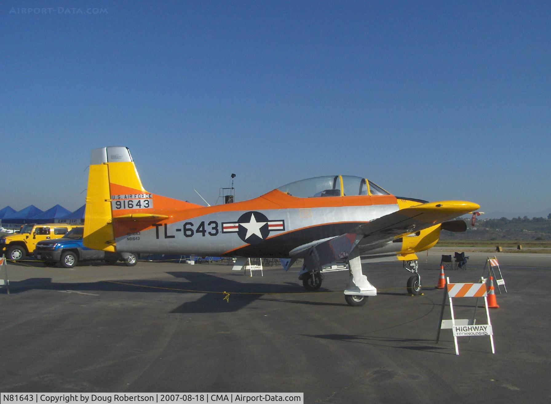 N81643, 1949 North American T-28A Trojan C/N 159-155 (49-1643), North American T-28A TROJAN, Wright R-1300-C7BA 800 Hp