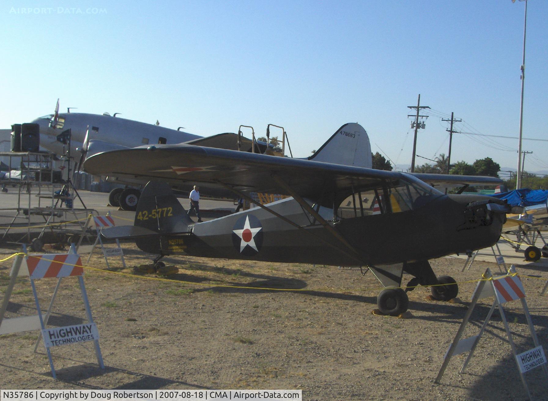 N35786, 1941 Piper J5A Cub Cruiser C/N 5-772, 1941 Piper J-5A CUB CRUISER as L-4F GRASSHOPPER, Continentsl A&C75 75 Hp, impressed from civil source