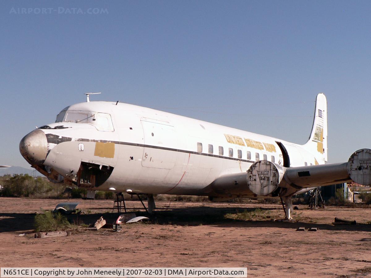N651CE, 1958 Douglas DC-6B (C-118) C/N 45501, Long term resident of Western's yard near Davis Monthan AFB