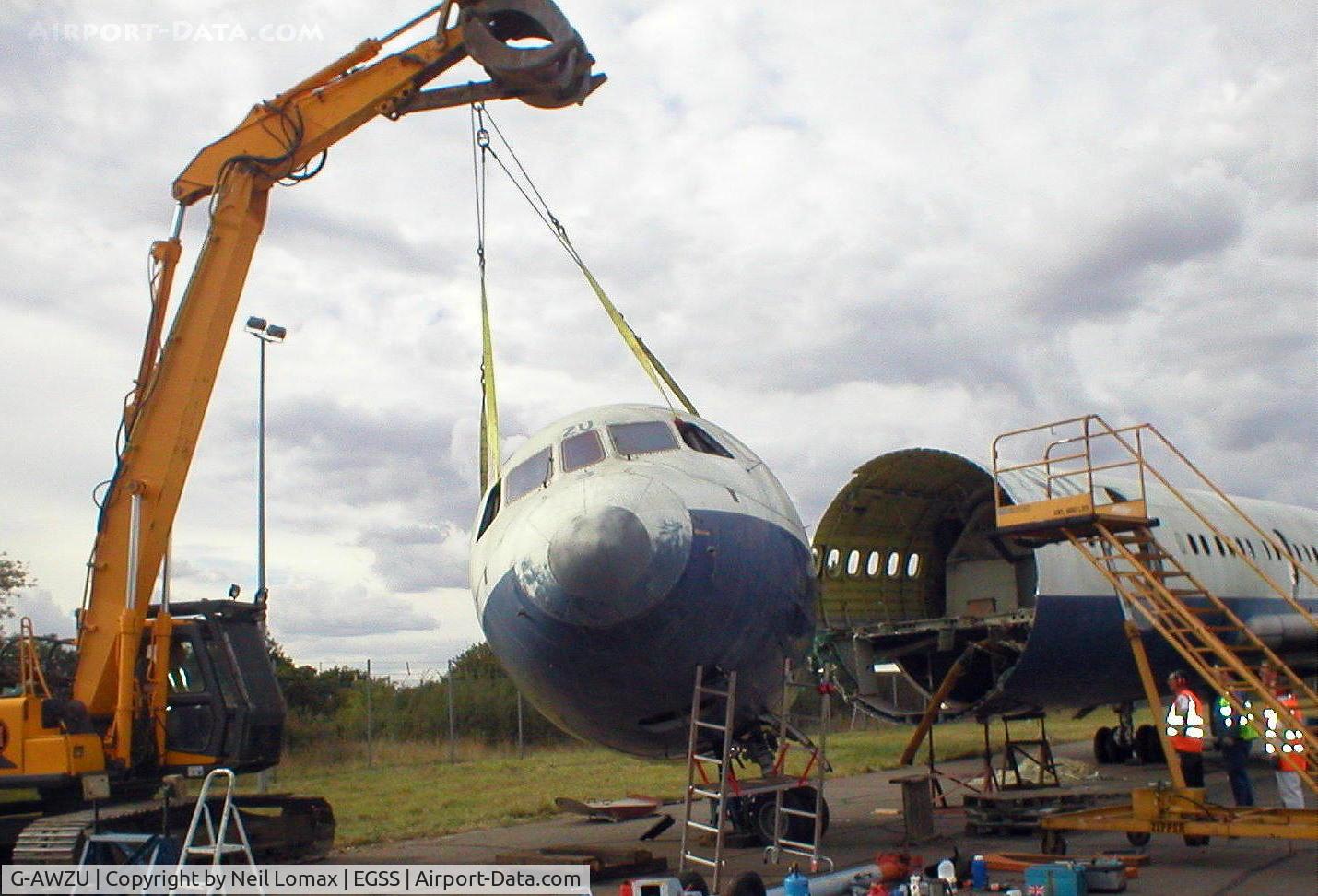 G-AWZU, 1971 Hawker Siddeley HS-121 Trident 3B-101 C/N 2321, Broken away from the fuse.