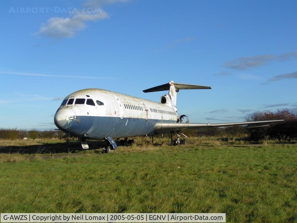 G-AWZS, 1971 Hawker Siddeley HS-121 Trident 3B-101 C/N 2319, on the fire training ground.