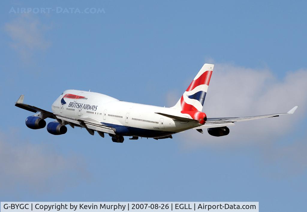 G-BYGC, 1999 Boeing 747-436 C/N 25823, BA 747 soaring away from LHR