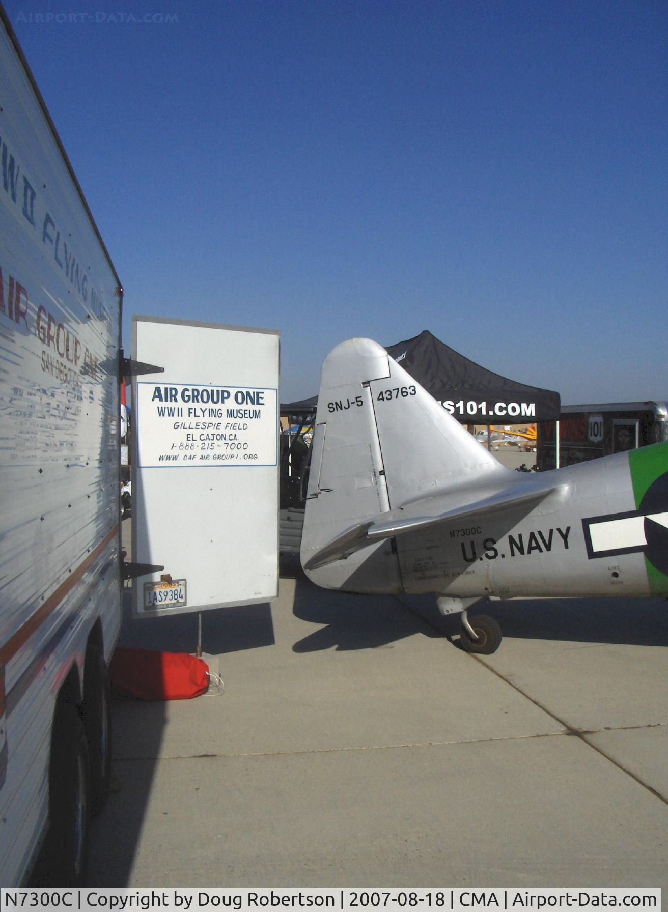 N7300C, 1958 North American AT-6D Harvard II C/N 43763, 1958 North American AT-6D as SNJ-5, P&W R-1340 600 Hp, tail data