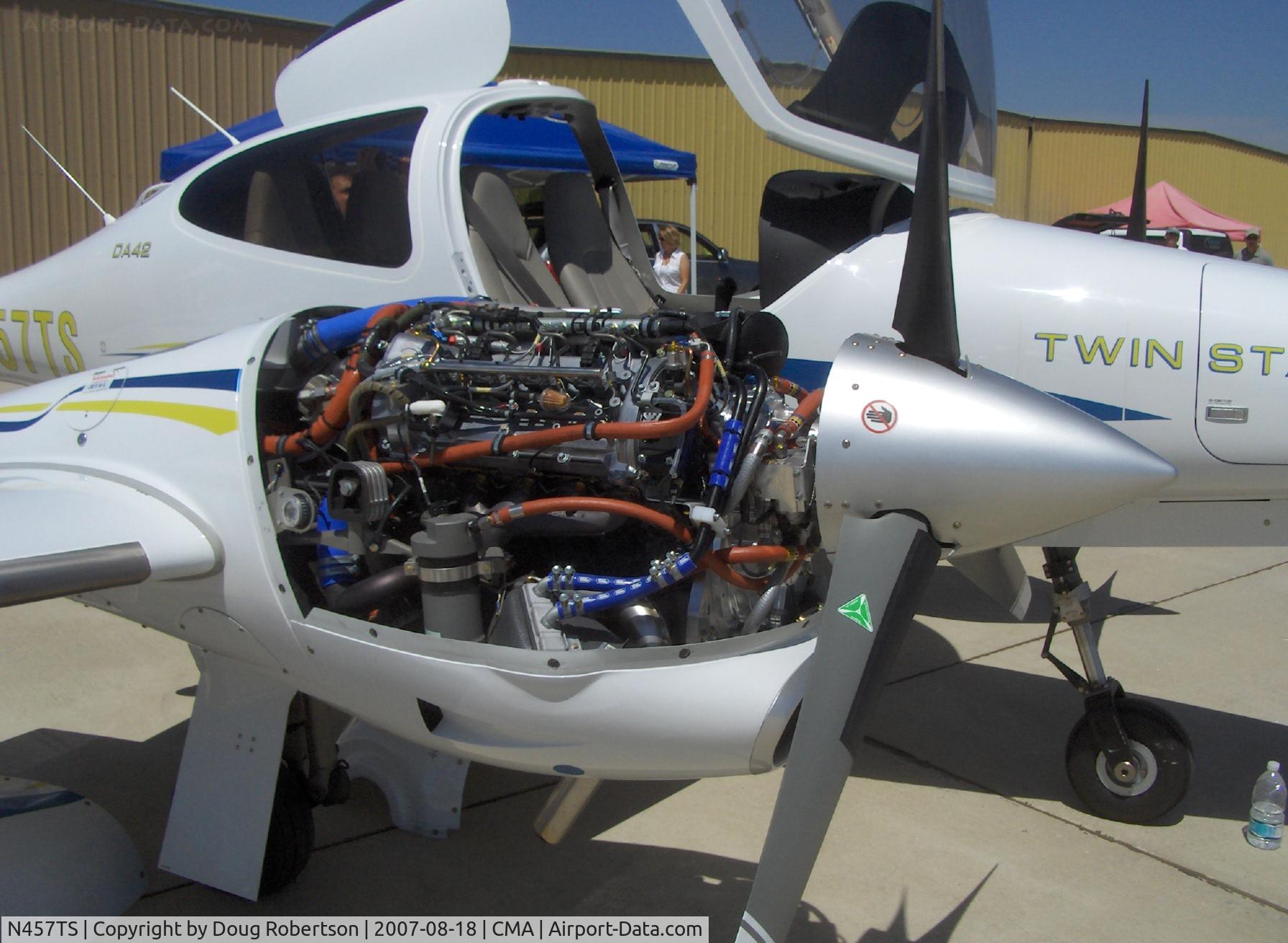N457TS, 2007 Diamond DA-42 Twin Star C/N 42.AC062, 2007 Diamond DA-42 TWIN STAR, two Thielert Centurion TAE 125-011.7 turbocharged 135 Hp diesel engines 18/1 compression ratio, FADEC with dual ECUs, MT tri-blade CS full-feathering props