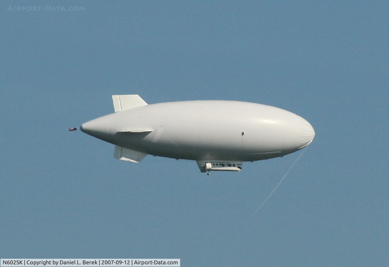 N602SK, Airship Industries Skyship 600 C/N 1215/07, Unadorned with advertising, this airship serenely floated over the Hudson River along the Manhattan skyline.