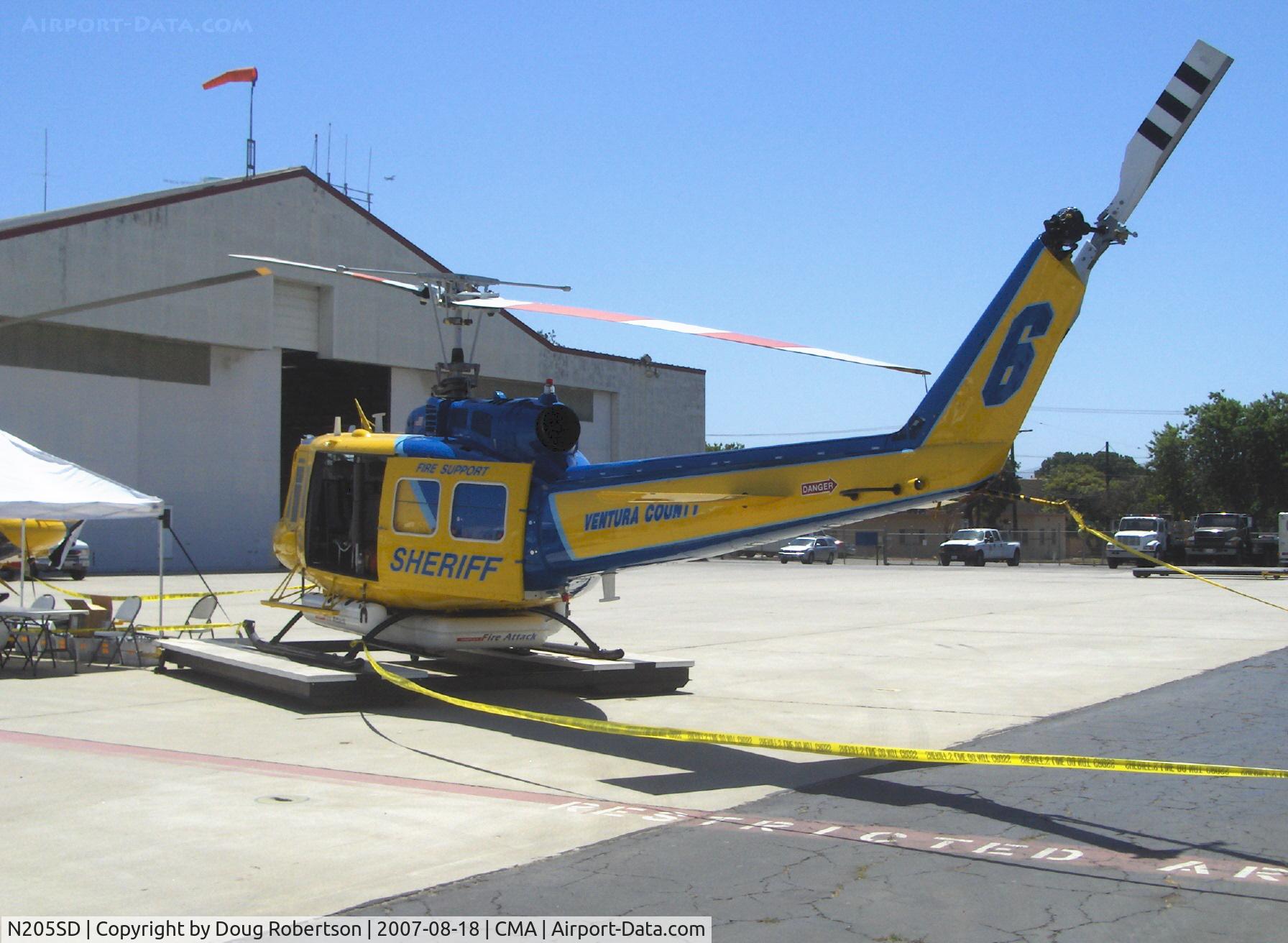 N205SD, 1970 Bell HH-1H Iroquois C/N 17116, 1970 Bell HH1H, one Lycoming T-53-C-13 turboshaft 1,400 hp, completely rebuilt from wartime service as Bell Iroquois Huey, Ventura County Sheriff's Dept. #6, Search & Rescue equipped