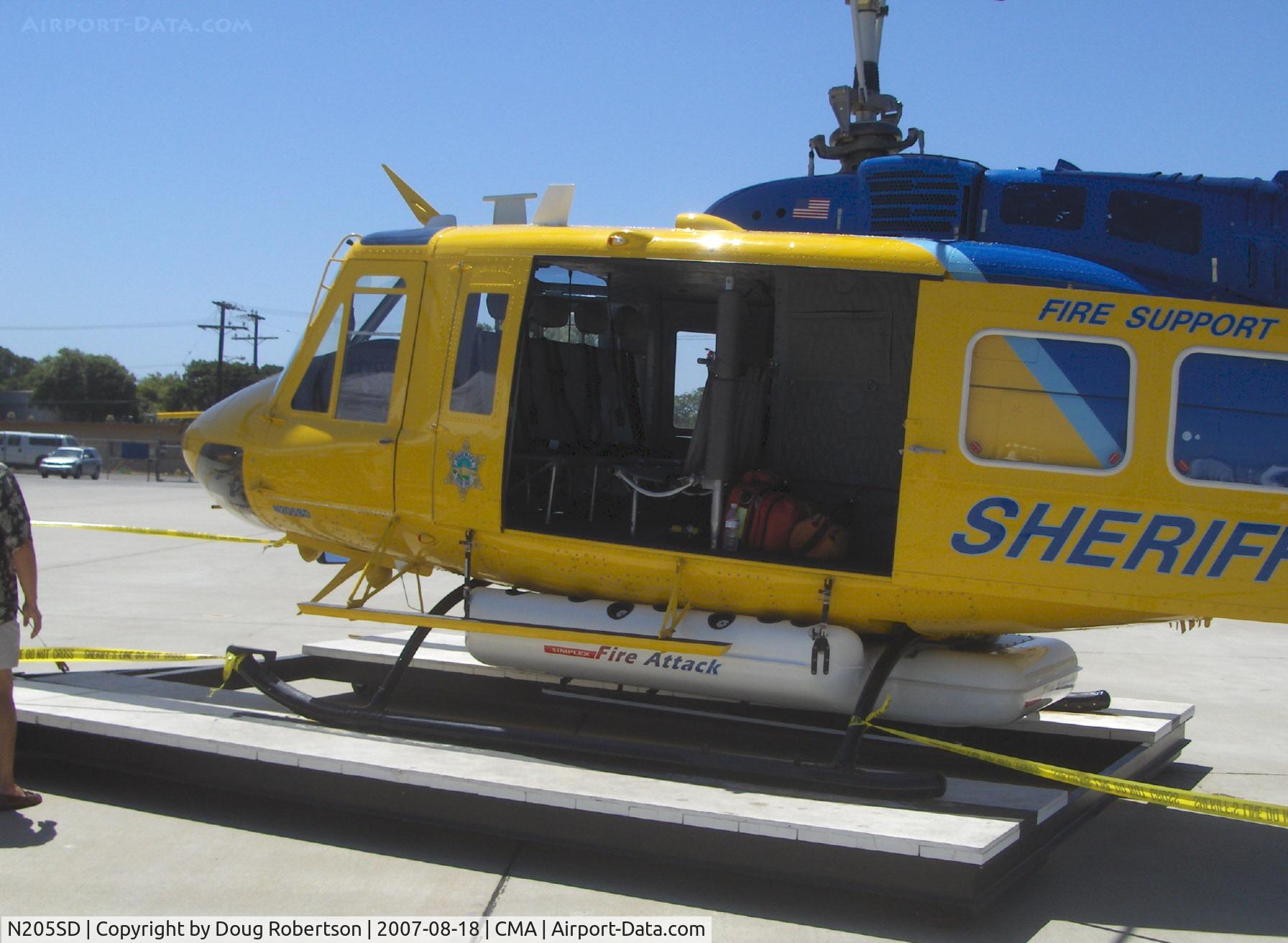 N205SD, 1970 Bell HH-1H Iroquois C/N 17116, 1970 Bell HH1H, one Lycoming T-53-C-13 turboshaft 1,400 hp, completely rebuilt from wartime service as Bell Iroquois Huey, Ventura County Sheriff's Dept. #6, Search & Rescue equipped