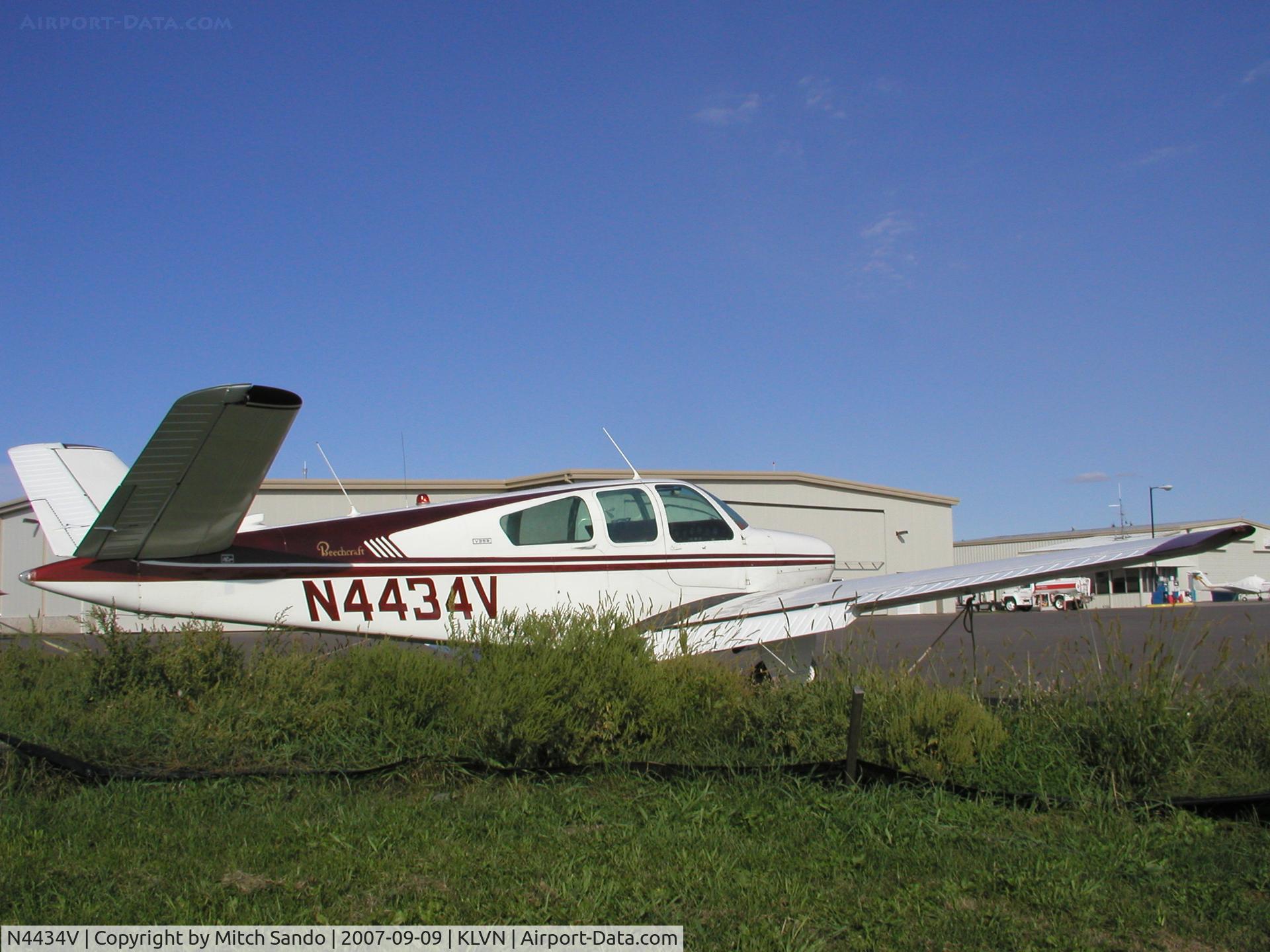 N4434V, 1947 Beech 35 Bonanza C/N D-1239, Parked on the ramp at Airlake.