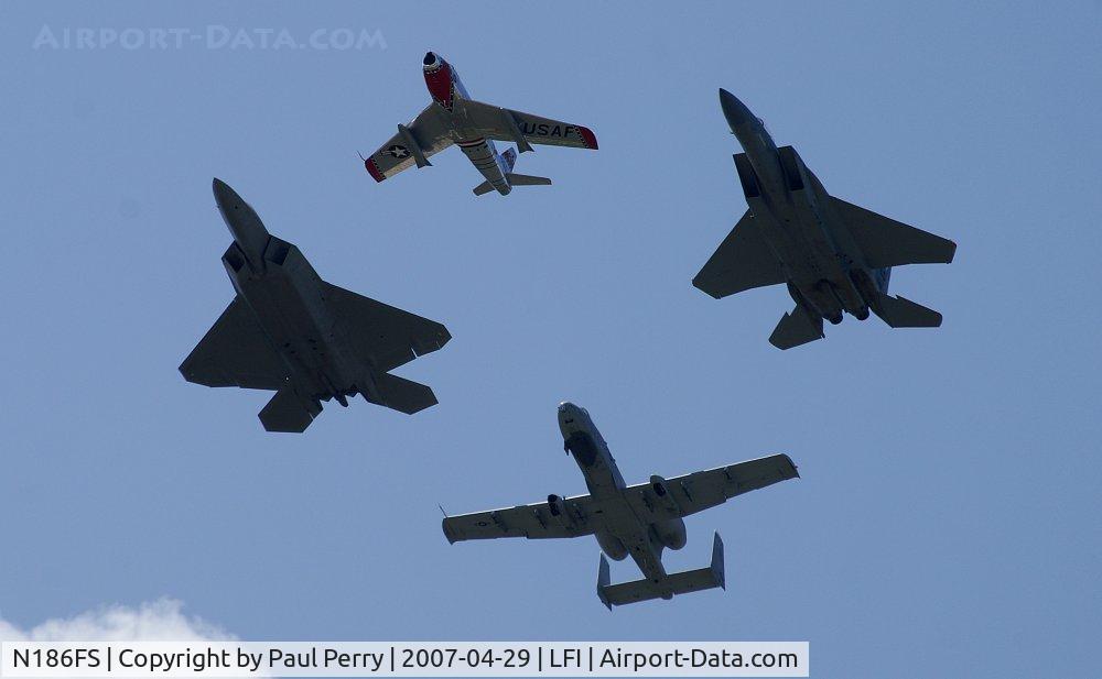 N186FS, 1956 Canadair CL-13B Sabre 6 C/N 1461, Shiny Sabre leading the Heritage Flight