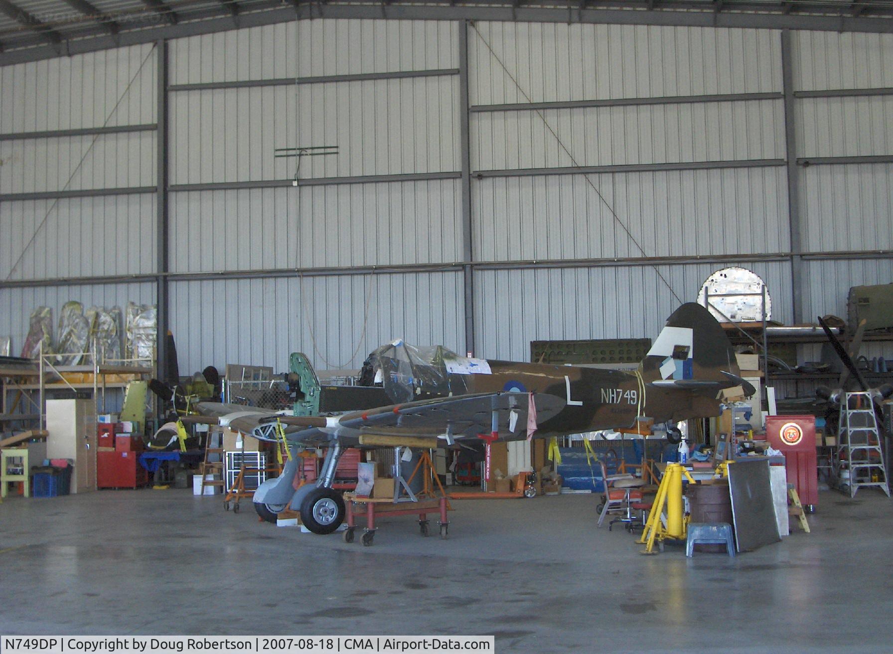 N749DP, 1945 Supermarine Spitfire XIV C/N 6S/583887, 1983 Vickers/Supermarine SPITFIRE Mark XIVe, Rolls Royce Griffon 65 V-12, 2,050 Hp, in restoration