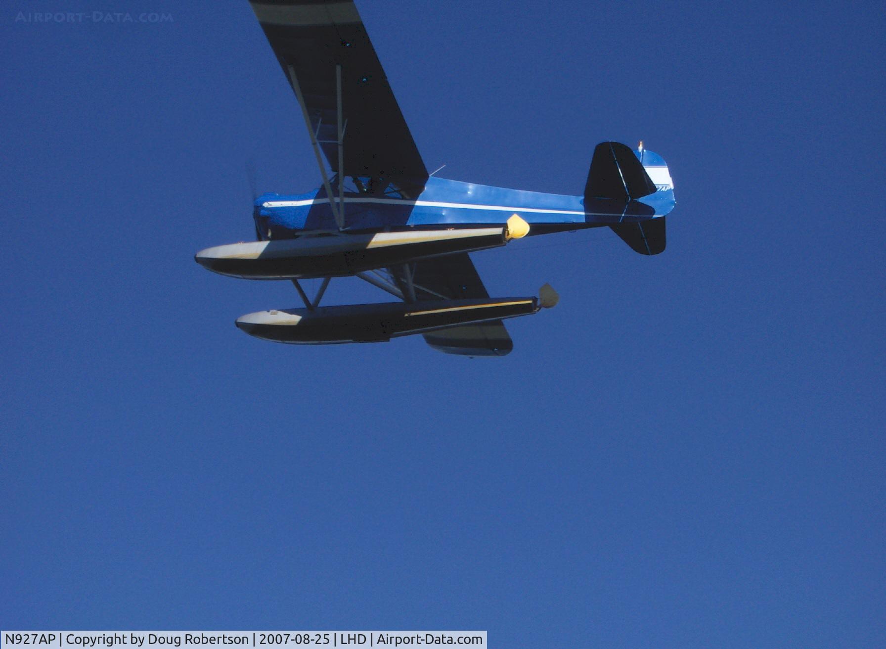 N927AP, 1978 Taylorcraft F-19 Sportsman C/N F-109, 1978 Taylorcraft F19, Continental O-200-A 100 Hp, Multiple certification, takeoff climb from Lake Hood