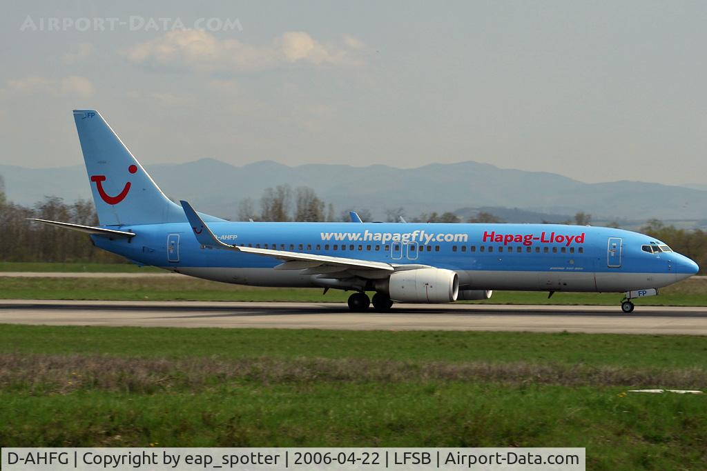 D-AHFG, 1998 Boeing 737-8K5 C/N 27989, departing rwy 16