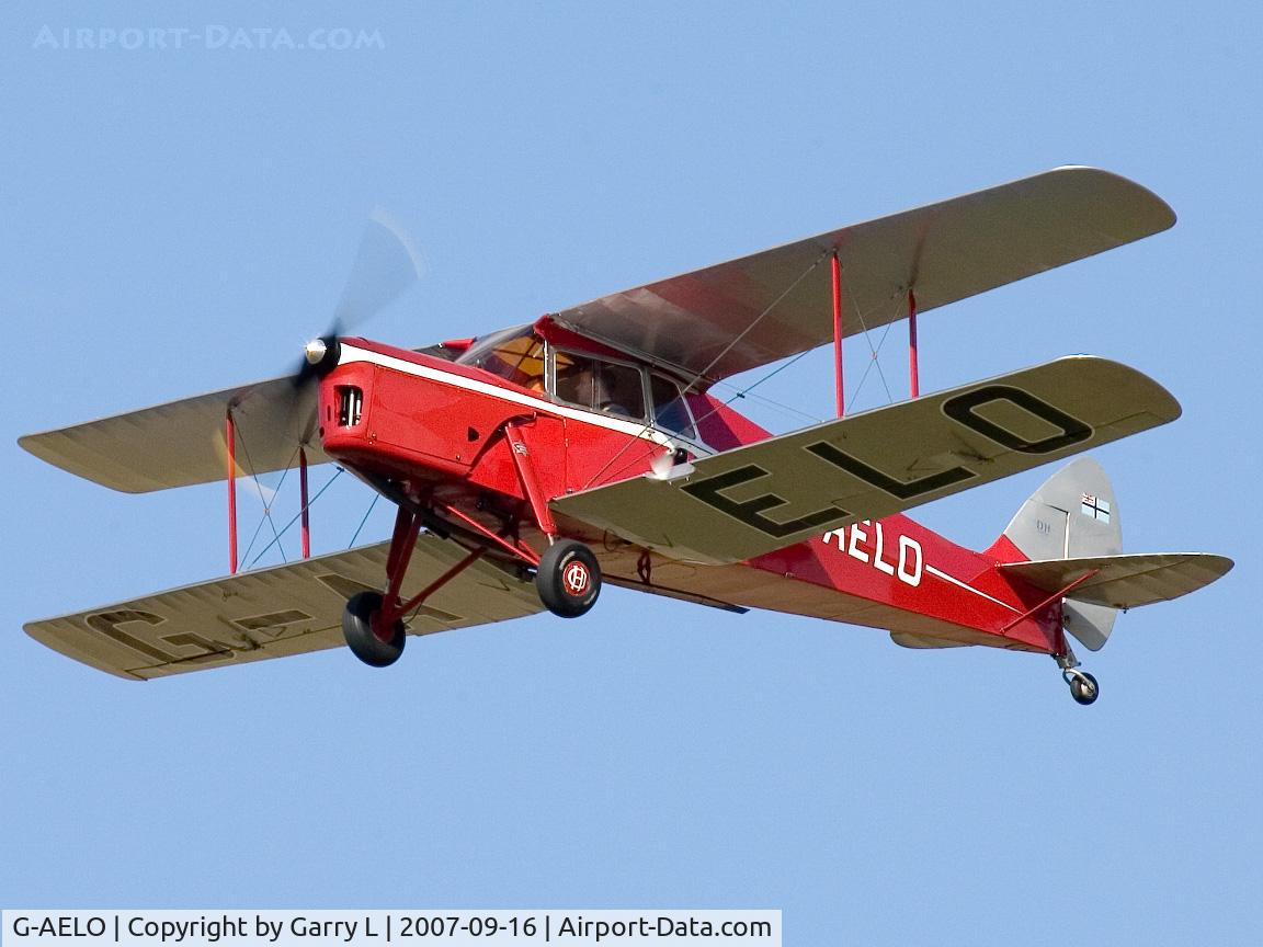 G-AELO, 1936 De Havilland DH.87B Hornet Moth C/N 8105, de Havilland DH87B Hornet Moth flying out from the Turweston Vintage Transport Day Sept 2007