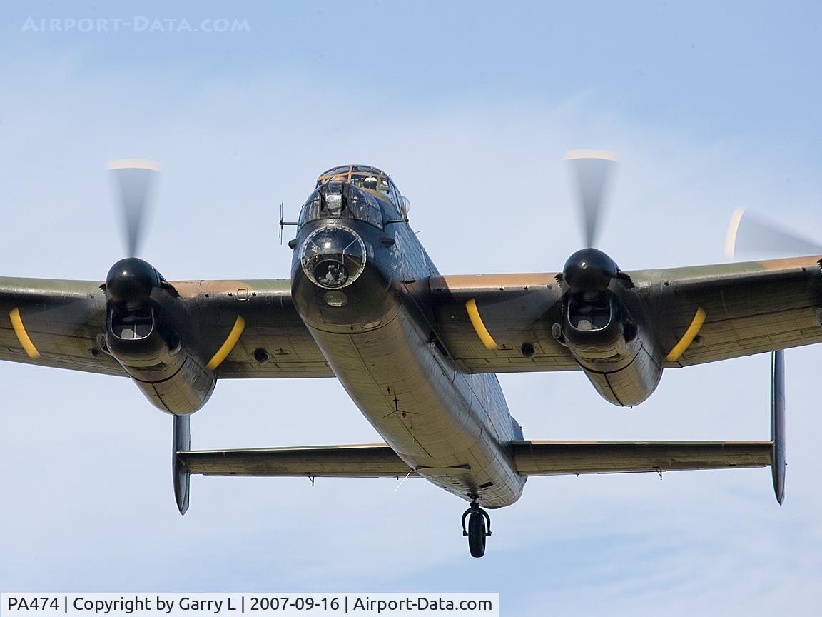 PA474, 1945 Avro 683 Lancaster B1 C/N VACH0052/D2973, BBMF Avro Lancaster PA474 flying at the Turweston Vintage Transport Day Sept 2007