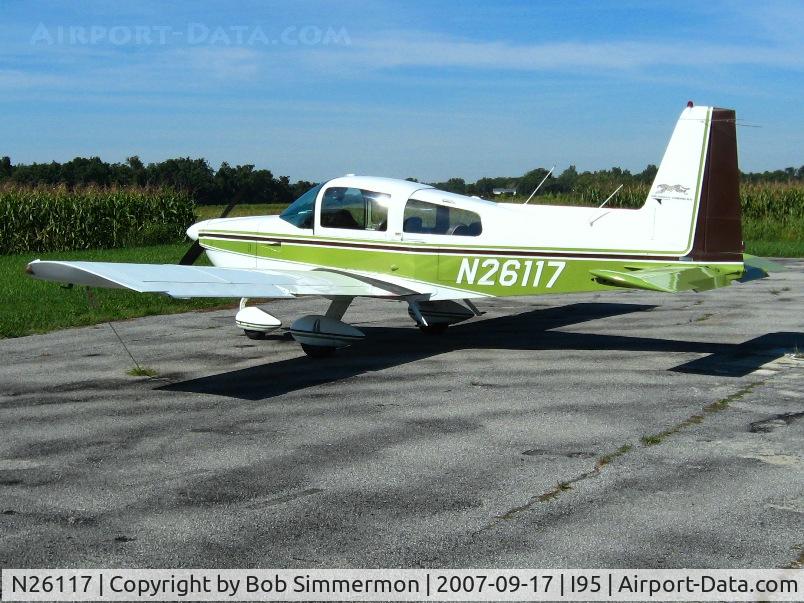 N26117, 1977 Grumman American AA-5A Cheetah C/N AA5A0439, On the ramp at Kenton, OH