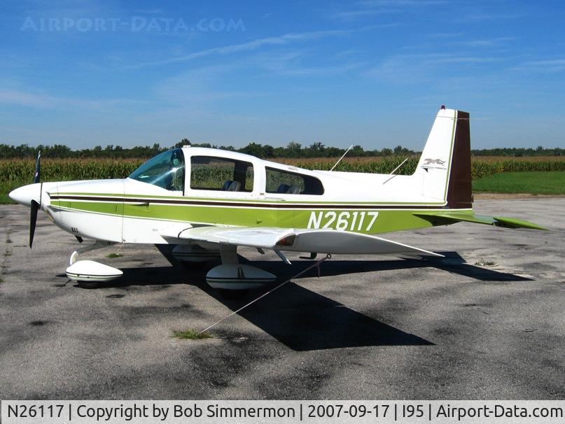 N26117, 1977 Grumman American AA-5A Cheetah C/N AA5A0439, On the ramp at Kenton, OH
