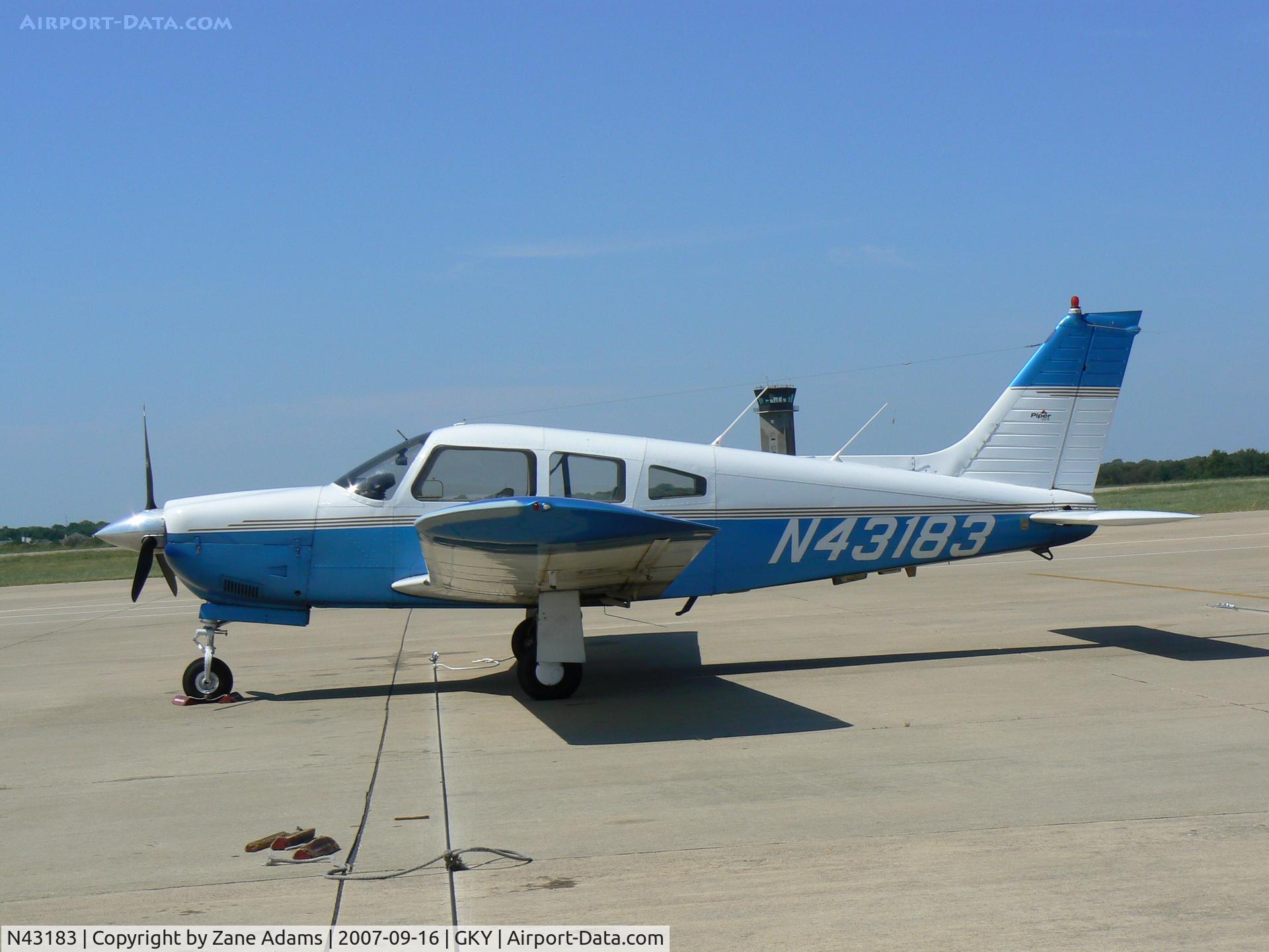 N43183, 1974 Piper PA-28R-200 C/N 28R-7435251, on the ramp at Arlington Muni