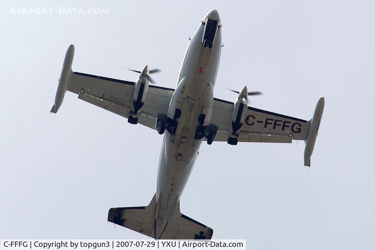 C-FFFG, 1974 Mitsubishi MU-2B-36 C/N 662, Undershot as it approaches YXU.