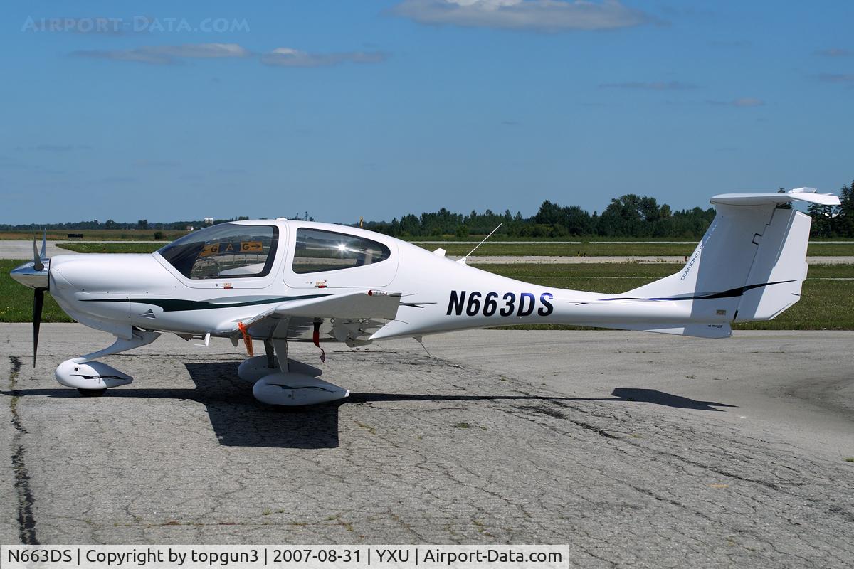 N663DS, 2007 Diamond DA-40 Diamond Star C/N 40.763, Parked in front of Katana Kafe.
