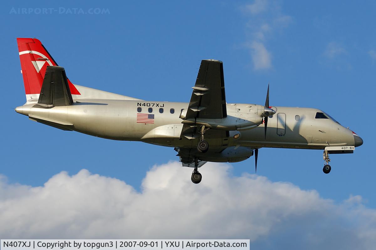 N407XJ, 1996 Saab 340B C/N 340B-407, Short final for RWY15.