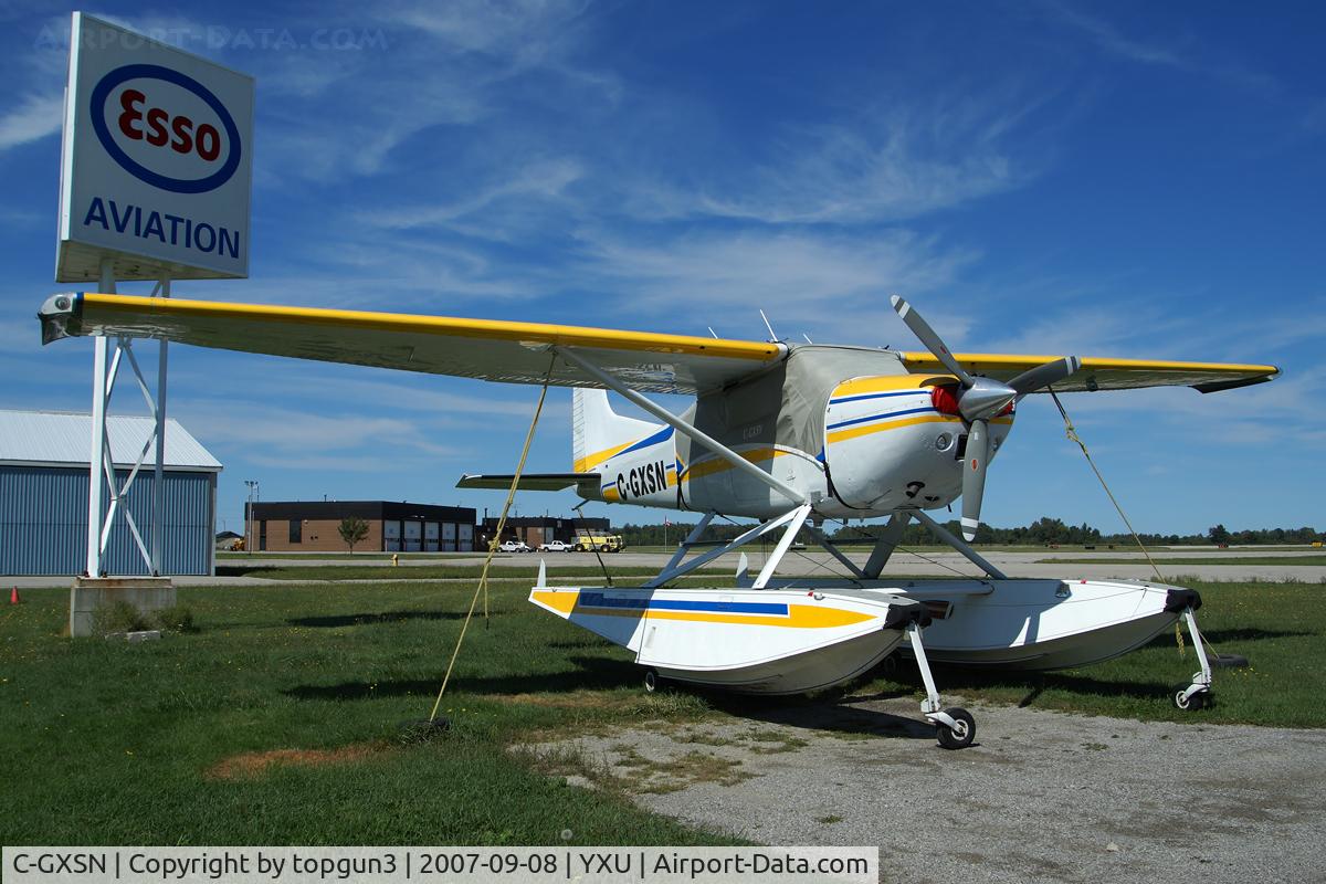 C-GXSN, 1977 Cessna A185F Skywagon 185 C/N 18503425, Parked by ESSO ramp.