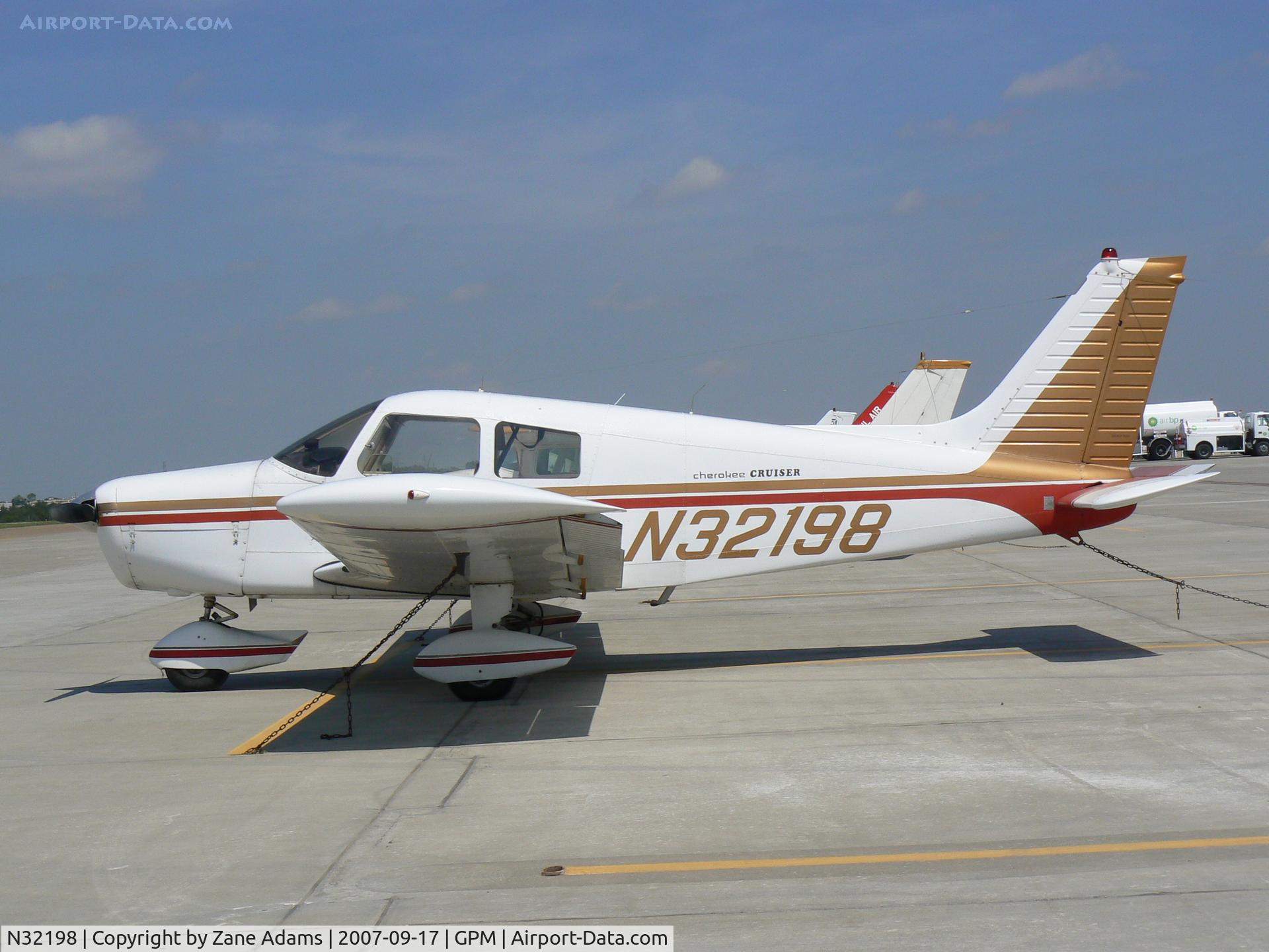 N32198, 1974 Piper PA-28-140 Cherokee C/N 28-7525035, on the ramp at Grand Prairie  - Check NTSB 5/30/76