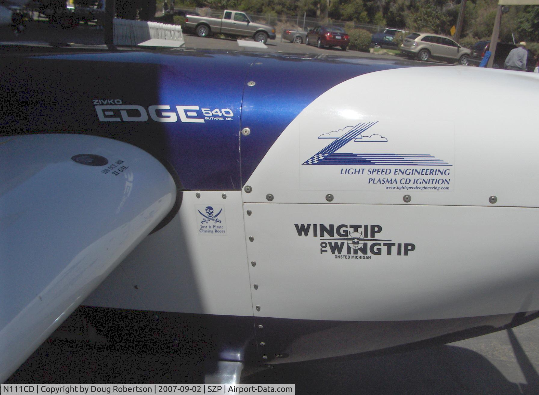 N111CD, 1999 Zivko Edge 540 C/N 0026, 1999 Zivco EDGE 540 Aerobatic, Lycoming AEIO-540 330 Hp, cowl acknowledgements