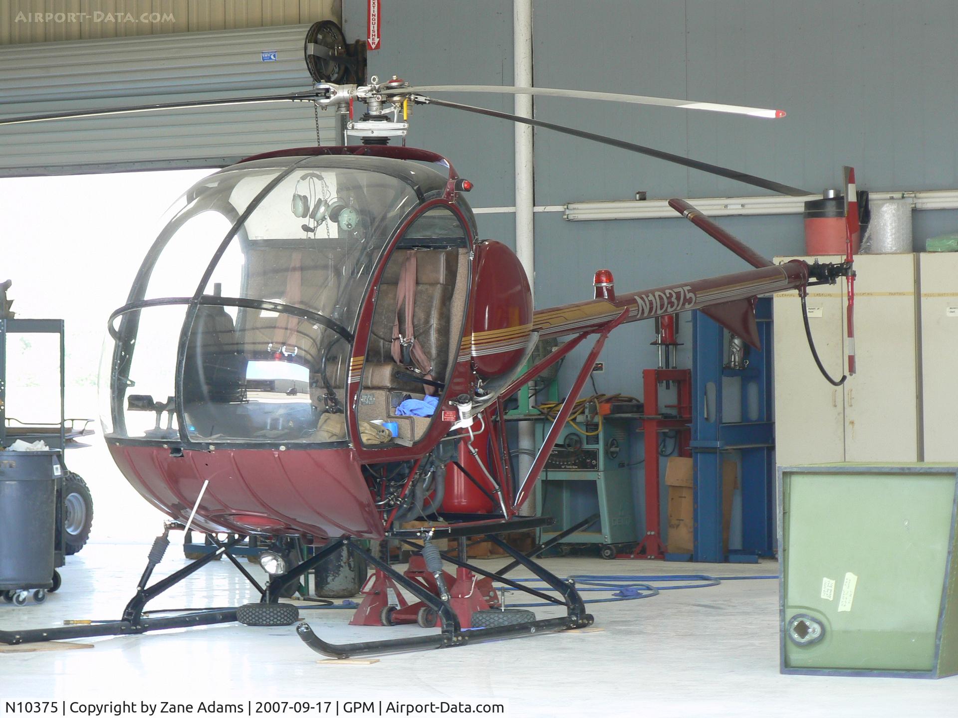N10375, Hughes 269A C/N 67-18376, In hanger at Grand Prairie