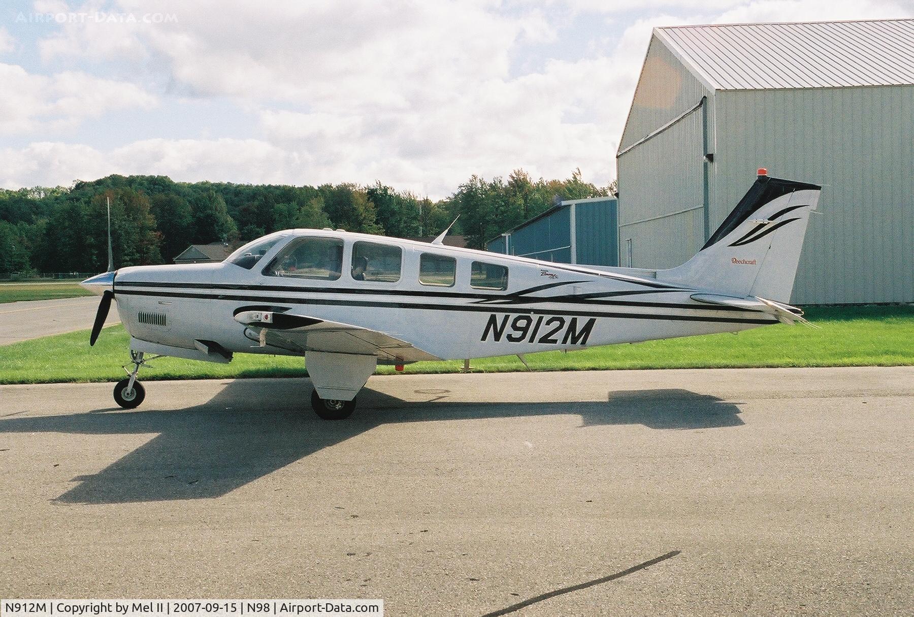 N912M, 2001 Raytheon Aircraft Company A36 Bonanza C/N E-3379, Parked @ Boyne City Municipal Airport (N98)