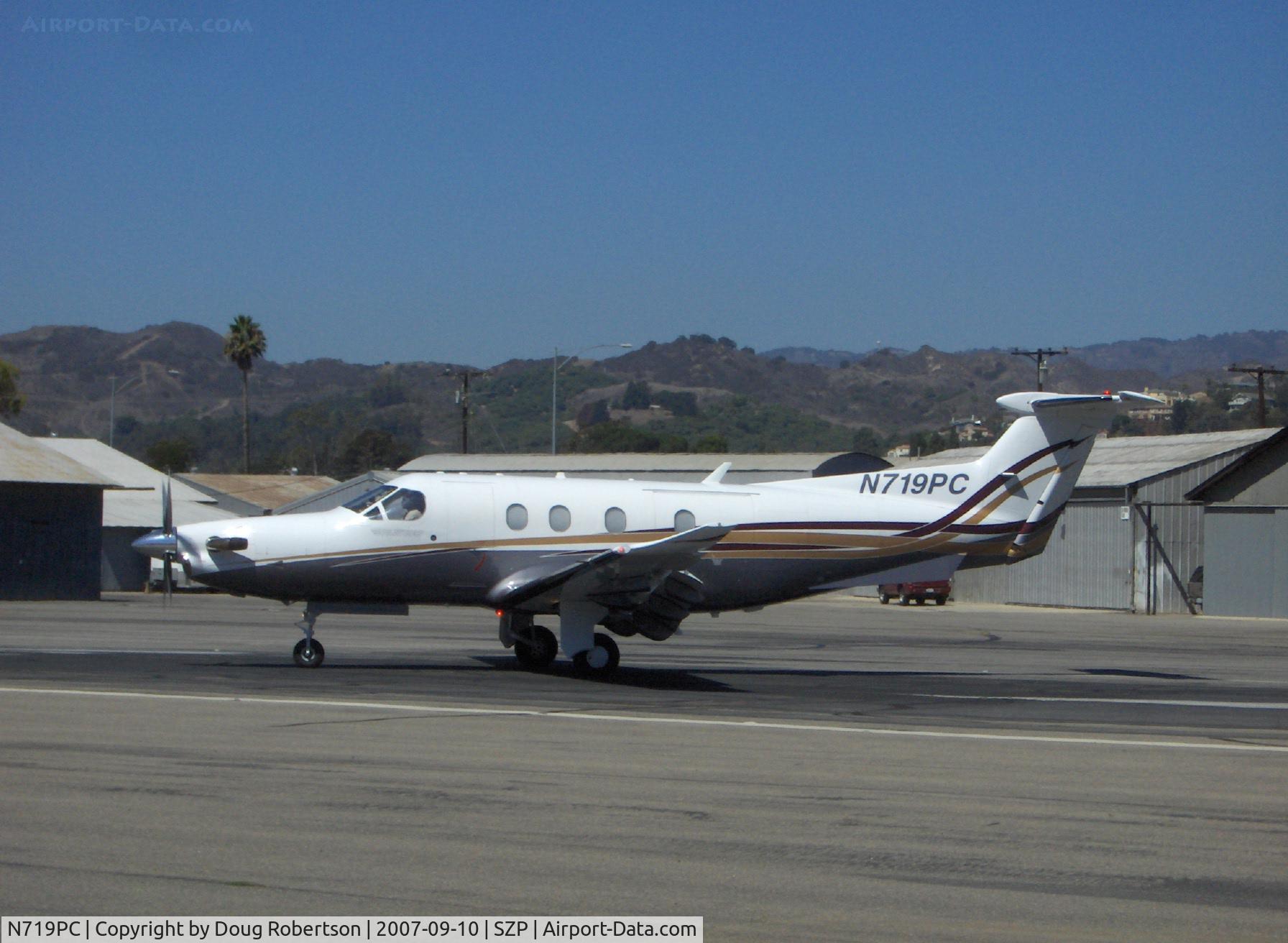 N719PC, 2006 Pilatus PC-12/47 C/N 719, 2006 Pilatus PC-12/47, one P&W (Canada) PT6A-67B 1,605 shp free turbine Turboprop flat rated at 1,200 shp, 330 Cu. Ft. cabin, the PT6A is the World's most reliable free turbine turboprop engine, taxi turn to Rwy 22