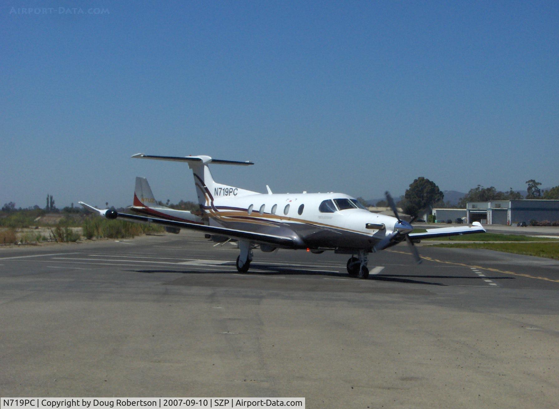 N719PC, 2006 Pilatus PC-12/47 C/N 719, 2006 Pilatus PC-12/47, one P&W (Canada) PT6A-67B 1,605 shp free turbine Turboprop flat rated at 1,200 shp, 330 Cu. Ft. cabin, the PT6A is the World's most reliable free turbine turboprop engine,  lunch visitor from VNY