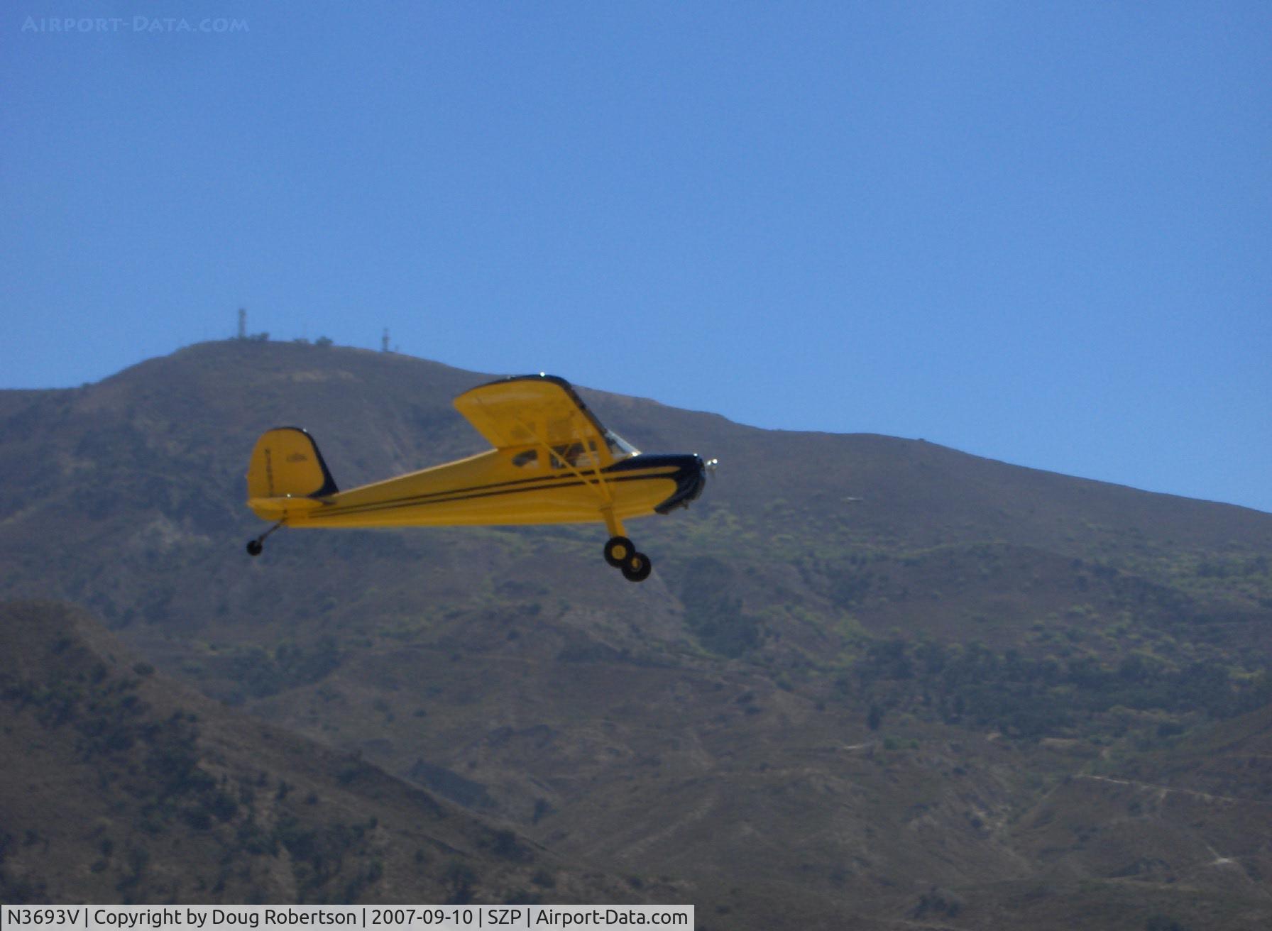 N3693V, 1948 Cessna 140 C/N 14969, 1948 Cessna 140 'Little Stinker', Continental C90 90 Hp upgrade, takeoff climb Rwy 22