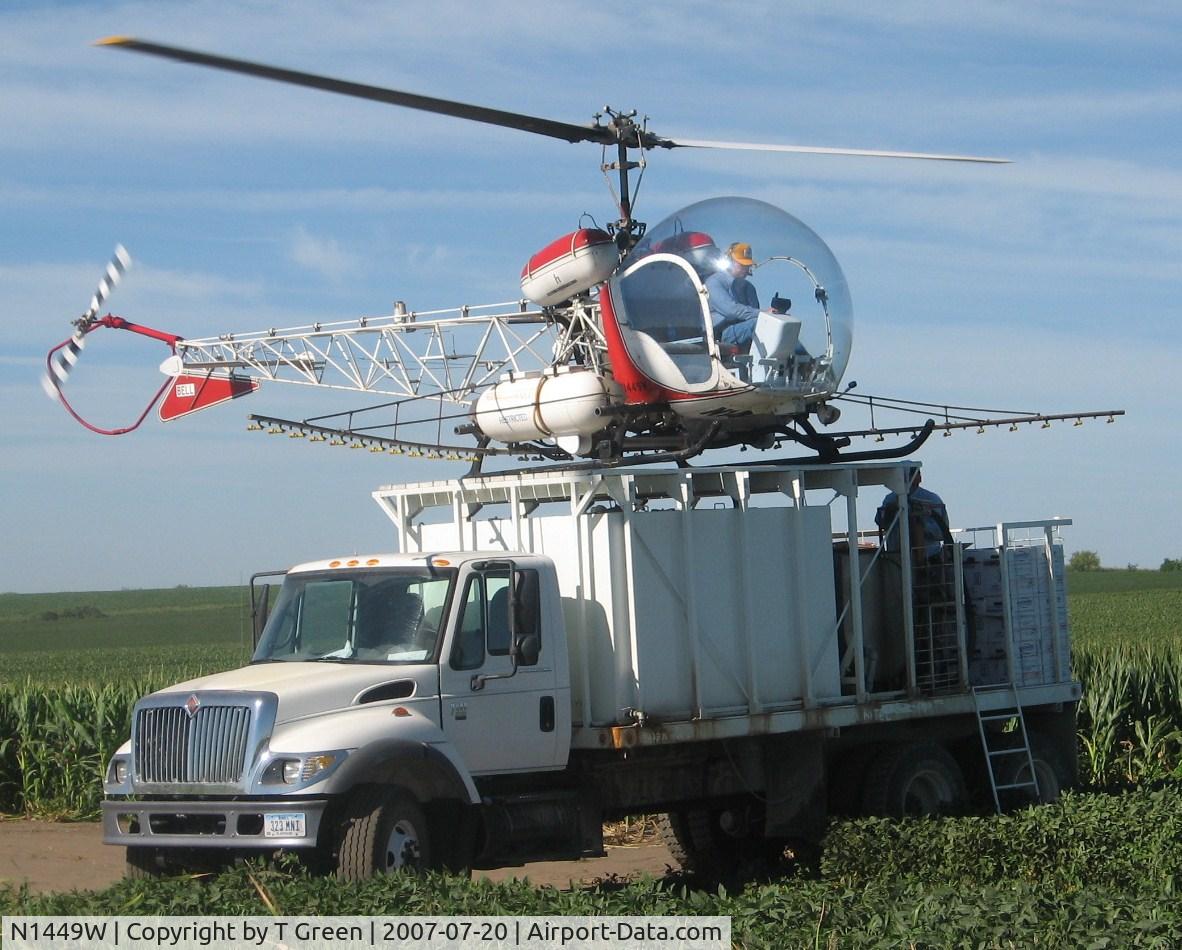 N1449W, 1969 Bell 47G-5 C/N 7931, This 47G-5 gave used to give rides in Mount Rushmore for Rushmore Helicopters. Now it is owned by Ritel Copter Service, Inc. in Hudson Iowa for Aerial Application.