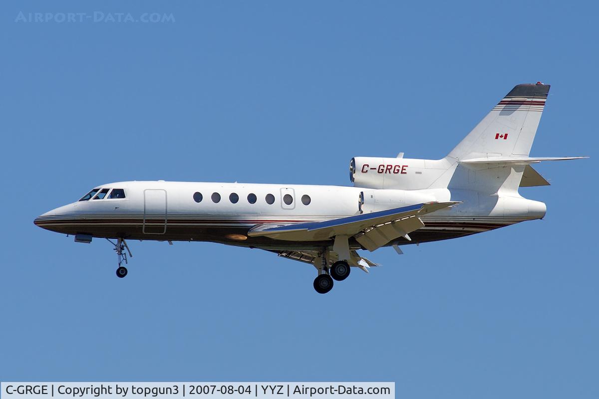 C-GRGE, 1981 Dassault Falcon 50 C/N 29, Short final for RWY05.