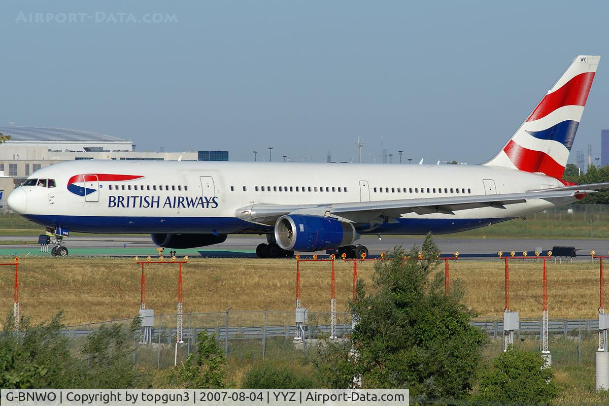 G-BNWO, 1992 Boeing 767-336 C/N 25442, Taxiing for departure via RWY05.