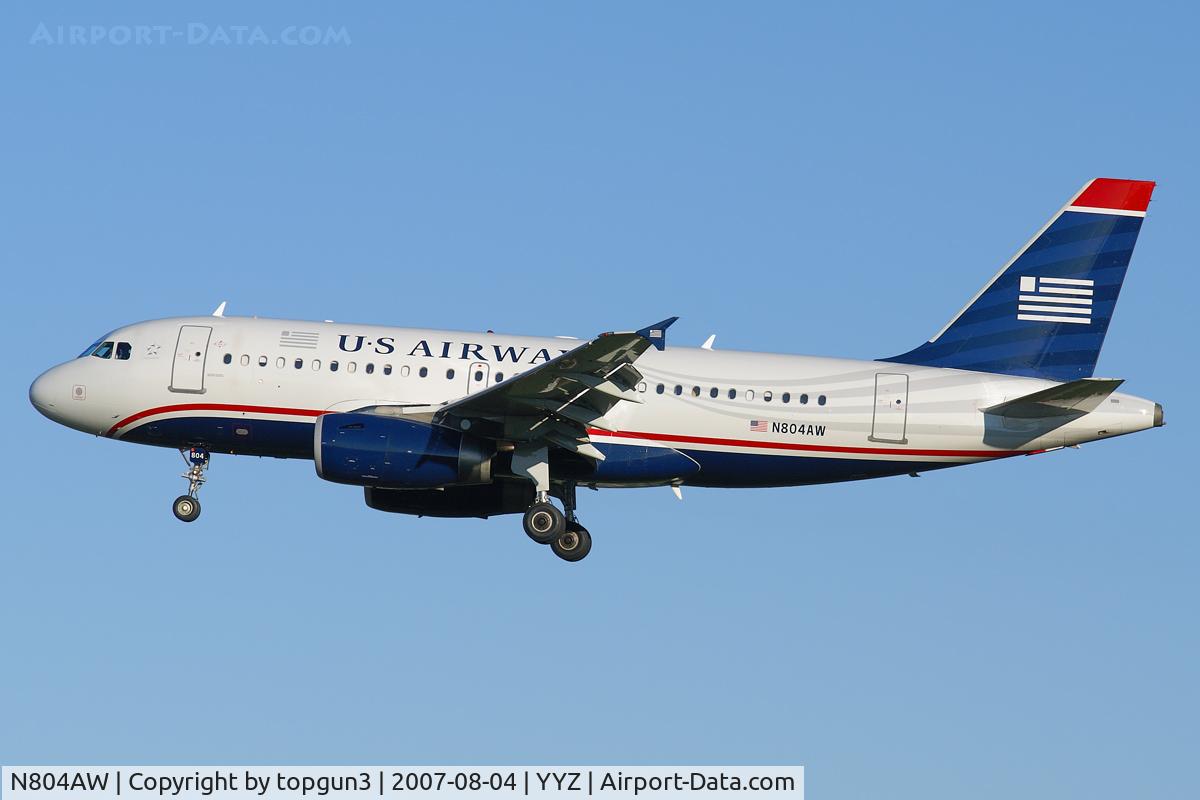 N804AW, 1999 Airbus A319-132 C/N 1043, Short final for RWY05.