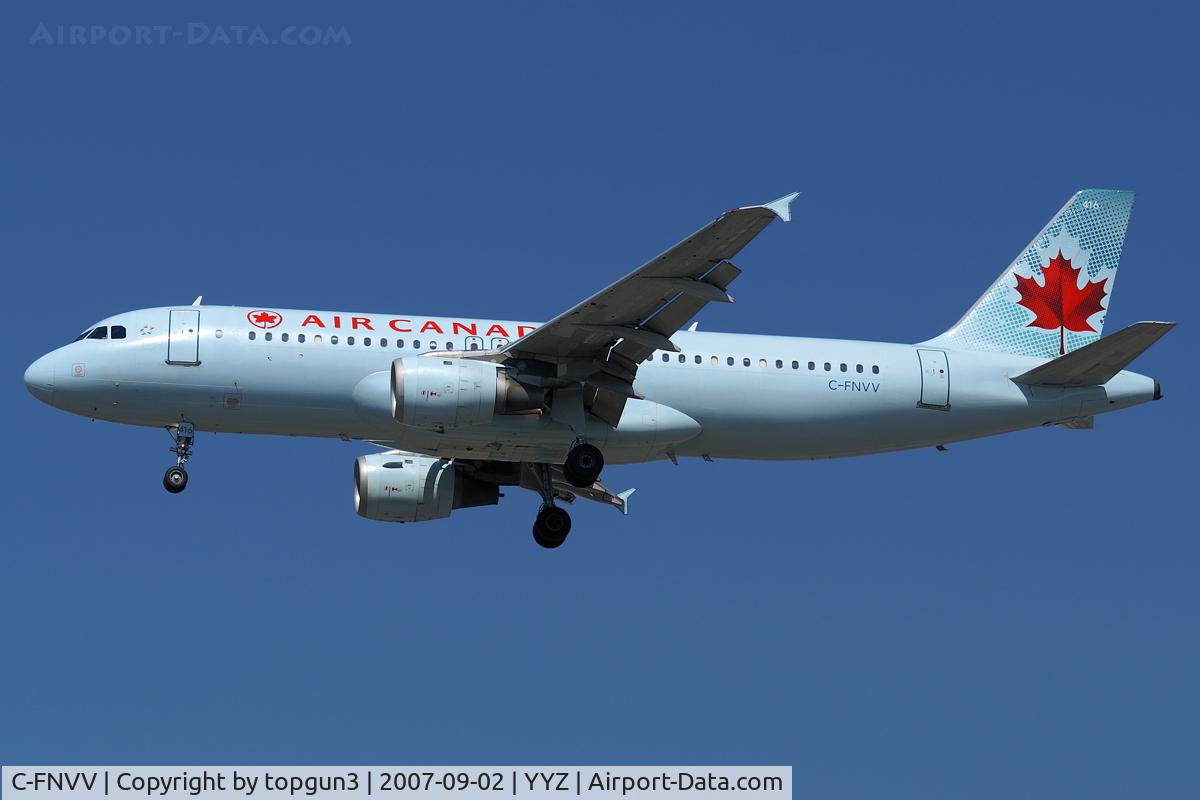 C-FNVV, 1993 Airbus A320-211 C/N 404, Short final for RWY24L.