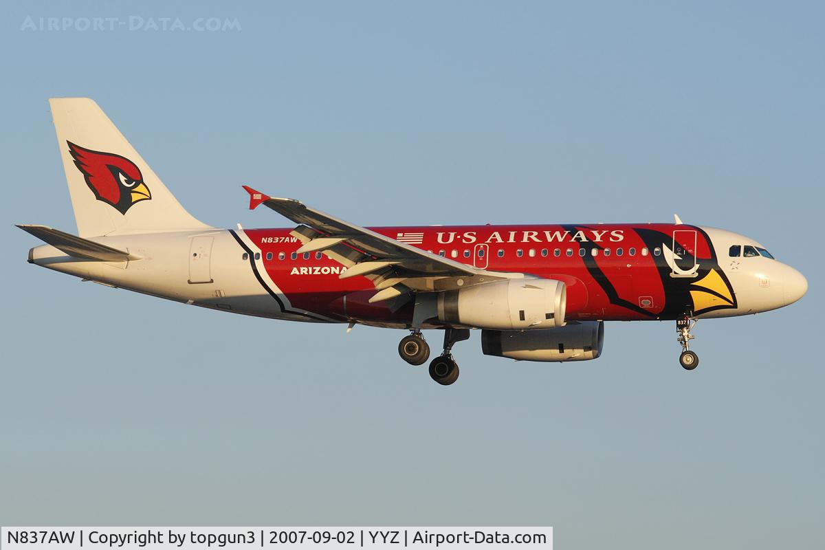 N837AW, 2005 Airbus A319-132 C/N 2595, Short final for RWY23.