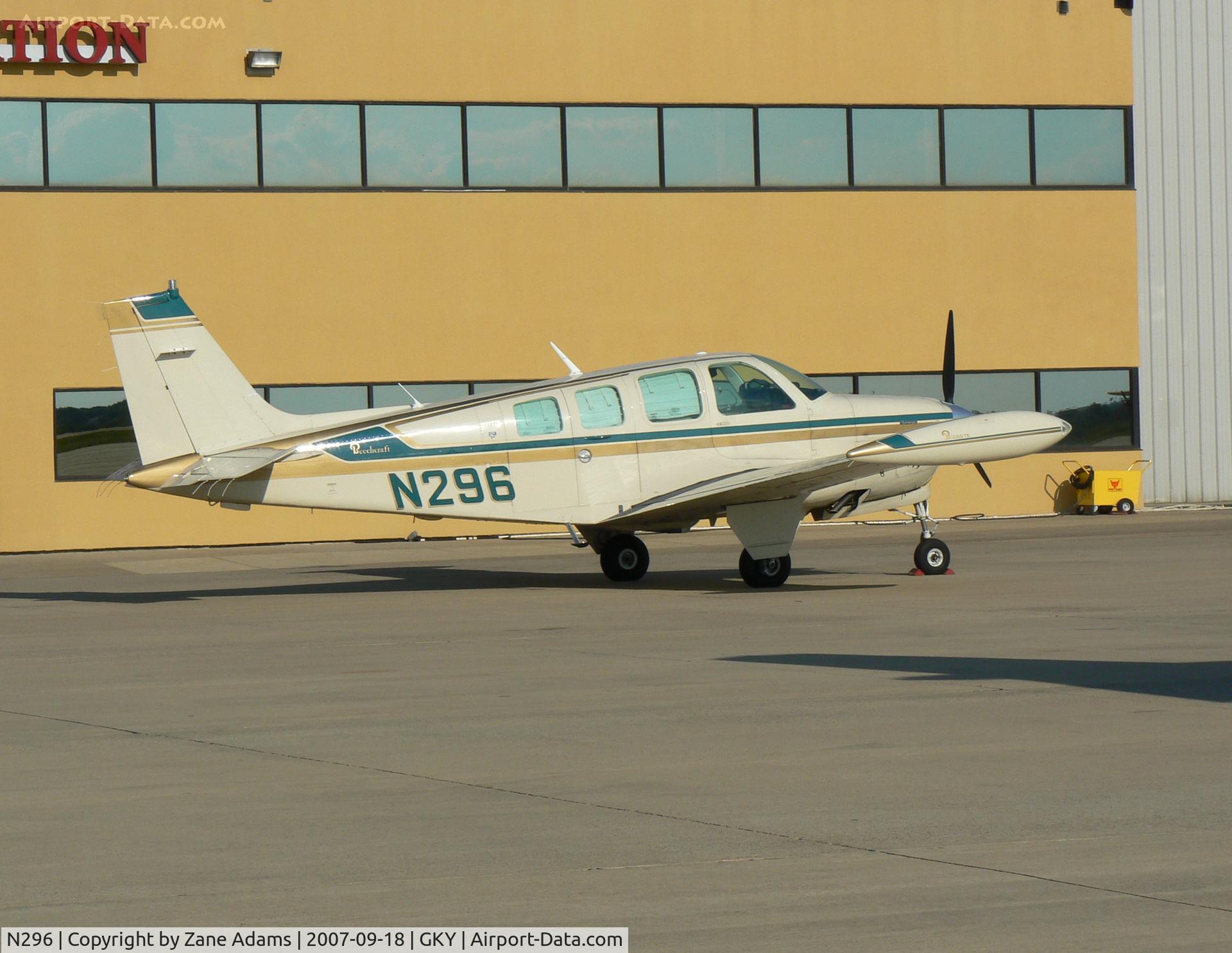 N296, 1983 Beech A36 Bonanza 36 C/N E-2095, on the ramp at Arlington Muni