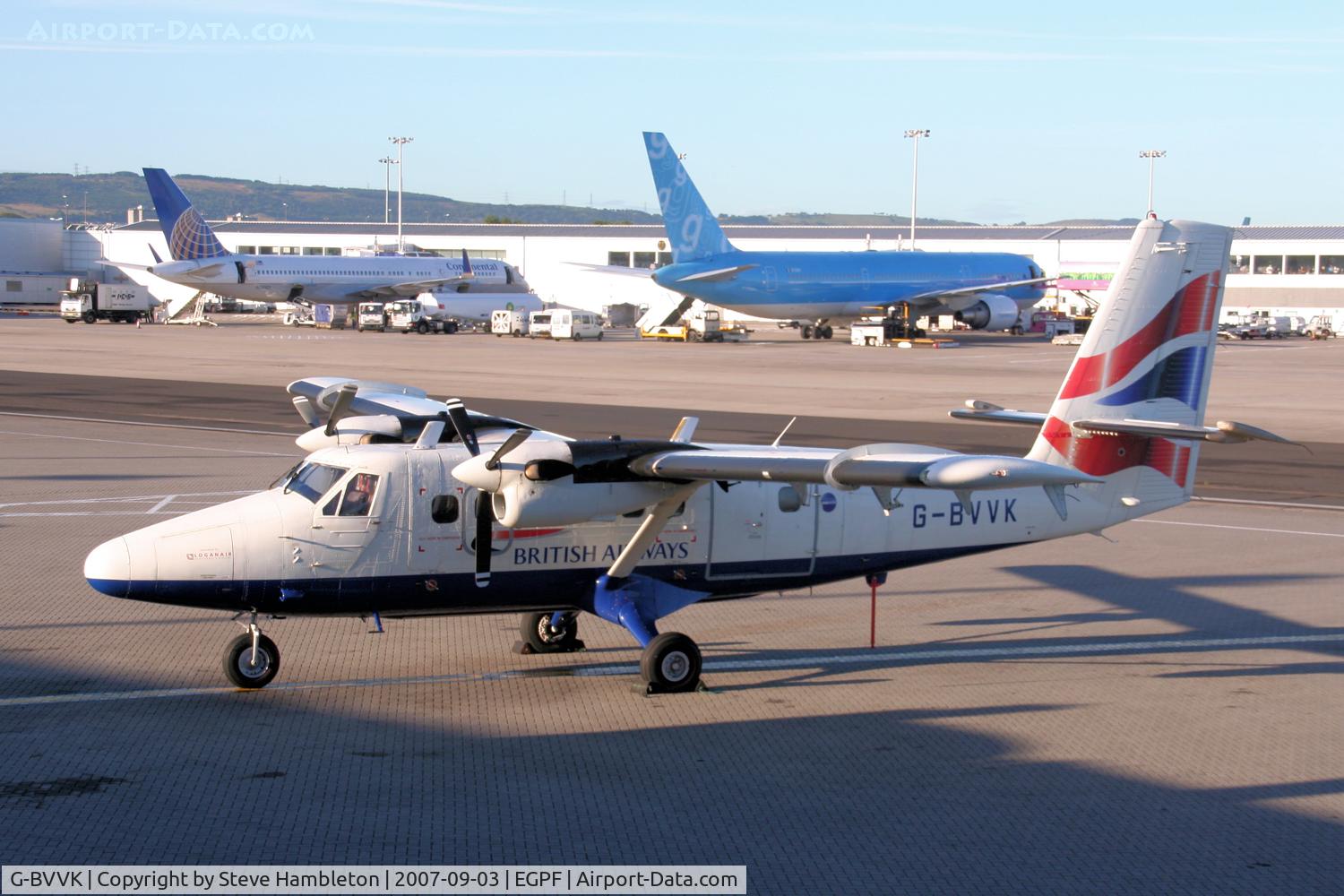 G-BVVK, 1980 De Havilland Canada DHC-6-310 Twin Otter C/N 666, Awaiting an early morning flight up to the Scottish Islands