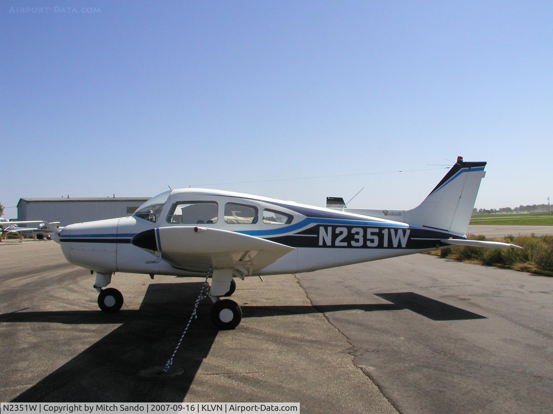 N2351W, 1966 Beech A23A C/N M-949, Parked on the ramp at Airlake.