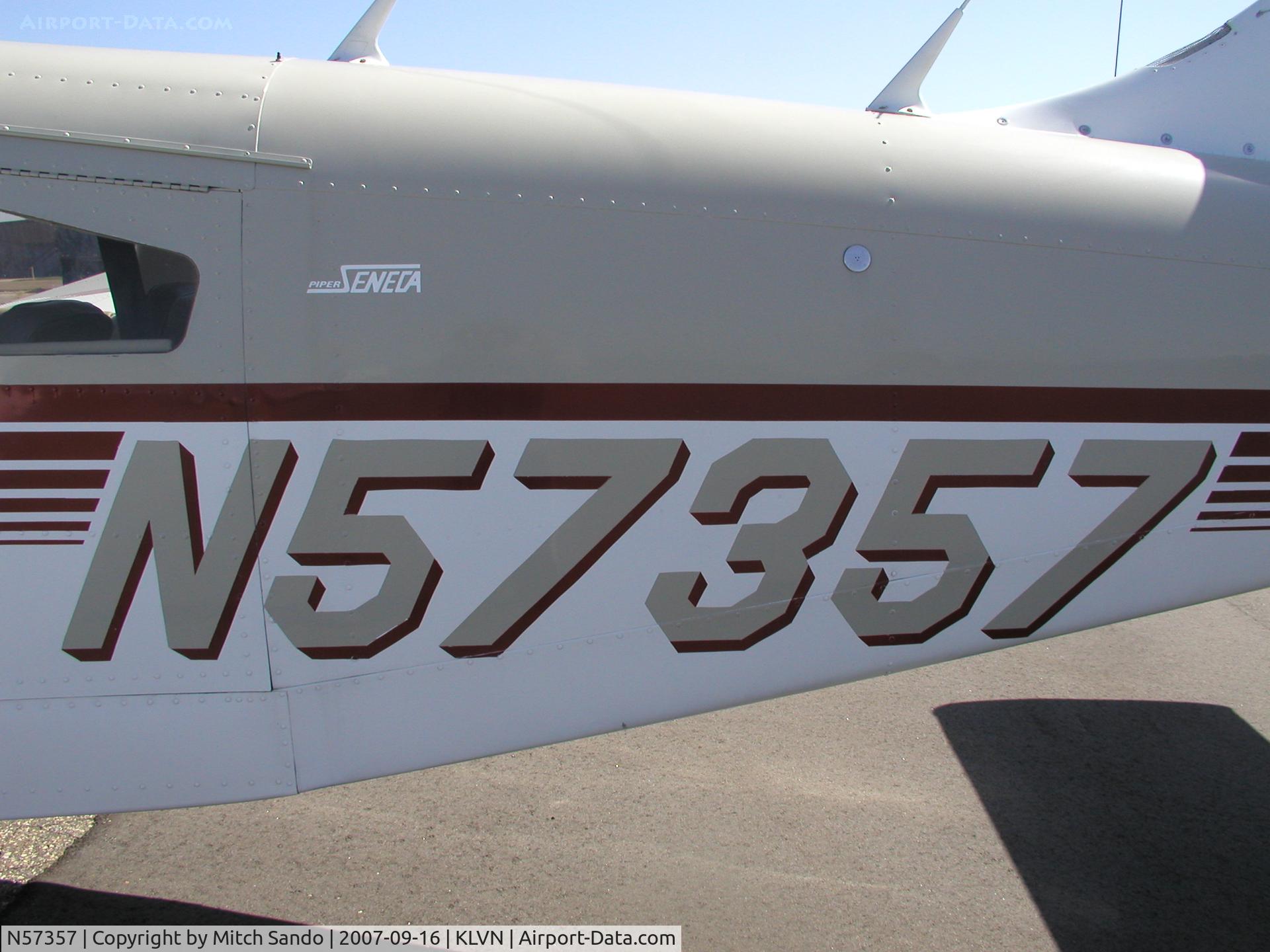 N57357, 1973 Piper PA-34-200 Seneca C/N 34-7450053, Parked on the ramp at Airlake.