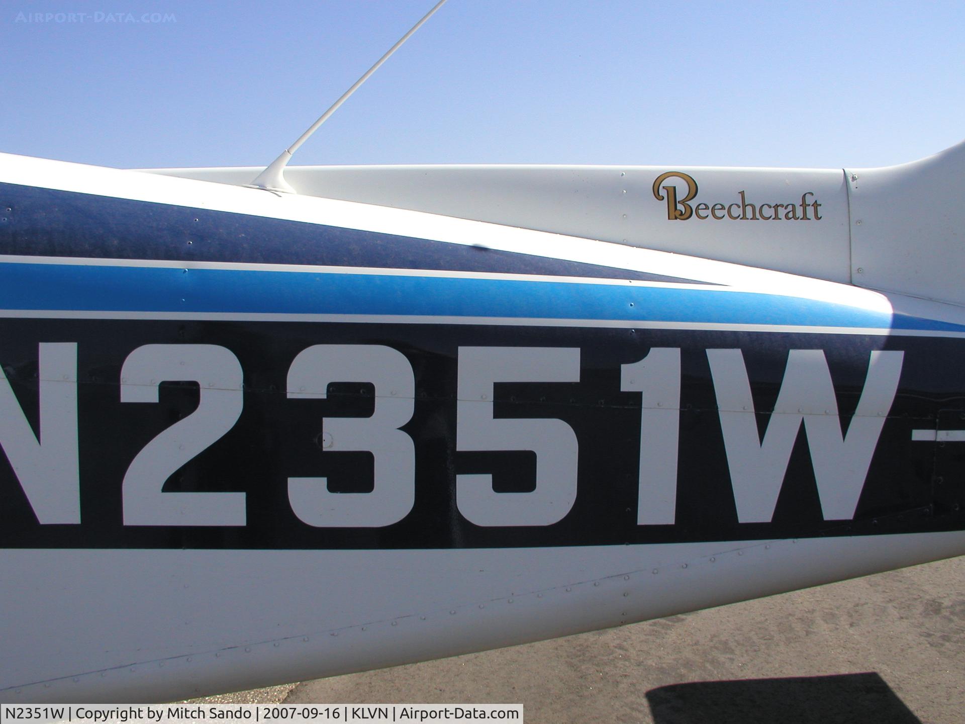 N2351W, 1966 Beech A23A C/N M-949, Parked on the ramp at Airlake.