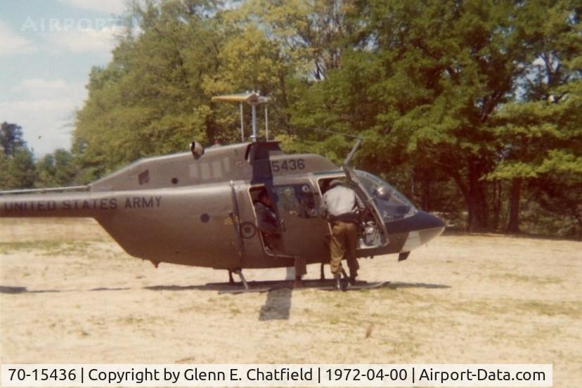 70-15436, 1970 Bell OH-58C Kiowa C/N 40987, When active as OH-58A at Catherine Lake, NC on a field exercise