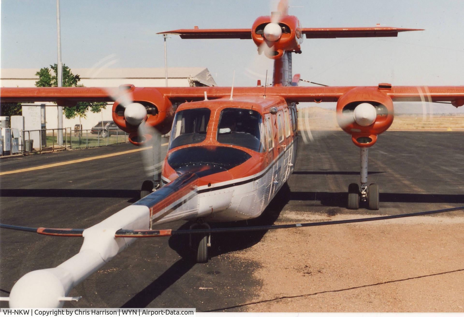VH-NKW, 1974 Britten-Norman BN-2A Mk.III-1 Trislander C/N 381, ZK-LGC as VH-NKW in a prior life I believe. Incidentally this was the aircraft returning to base after survey operations before being temporarily decommissioned for a wing replacement.
