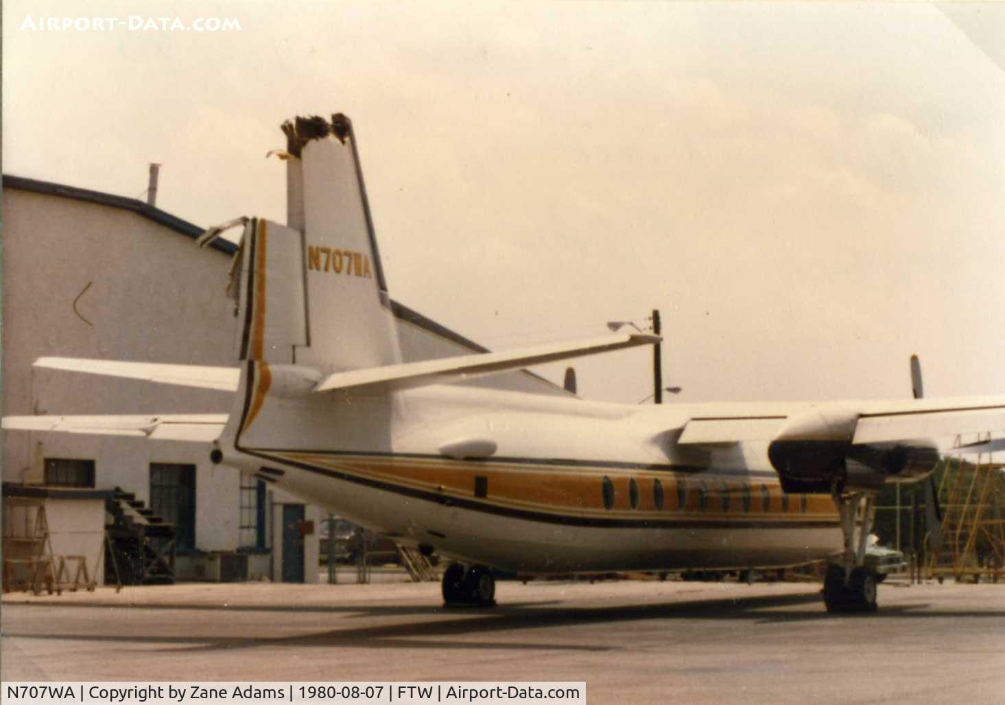 N707WA, 1958 Fokker F-27 Friendship C/N 16, Fokker F-27. Involved in a mid air collision with a C-172. Country singer Charlie Pride and his band were aboard the F-27. NTSB report - http://www.ntsb.gov/ntsb/brief.asp?ev_id=30559&key=0